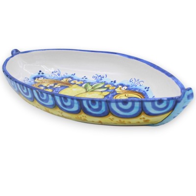 Vorspeisen-/Tablettboot, Keramik aus Caltagirone, verschiedene Größen (1 Stück) mit Barock- und Zitronendekor - 