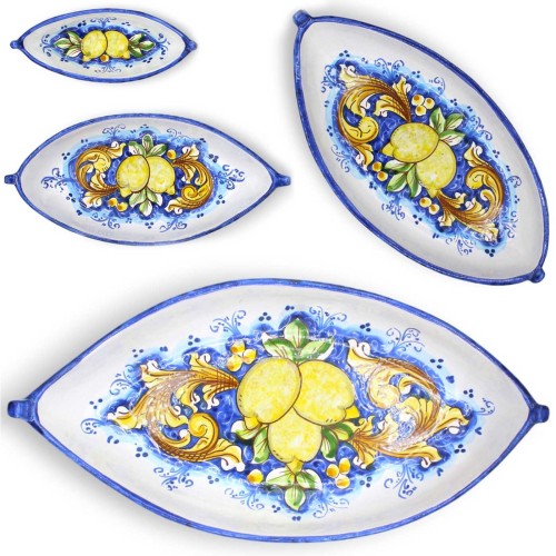 Boat Appetizer / Tray, Caltagirone ceramic, Various sizes (1pc) baroque and lemon decoration - 