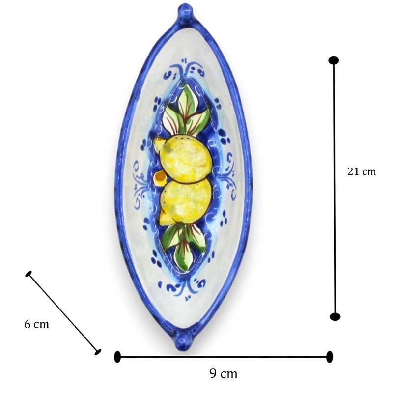 Vorspeisen-/Tablettboot, Keramik aus Caltagirone, verschiedene Größen (1 Stück) mit Barock- und Zitronendekor - 