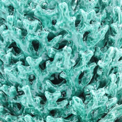 Vase corail en céramique fine, Verderame, h 30 x Ø 25 cm environ. applications coralliennes - 