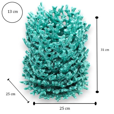 Korallvas i fin keramik, Verderame, h 30 x Ø 25 cm ca. korallapplikationer - 
