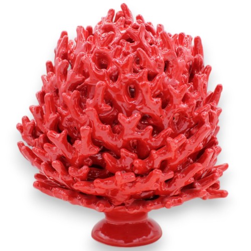 Composition de corail avec tige, en céramique fine, h 26 x 23 cm environ. Couleur unique rouge -  2