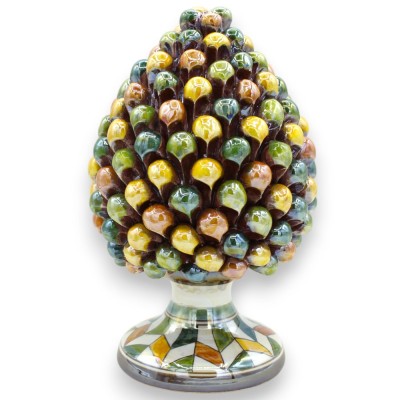 Piña multicolor de cerámica de Caltagirone, esmaltada en nácar, 6 tamaños (1 pieza), tonos otoñales - 