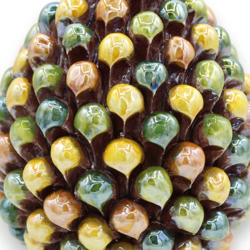 Piña multicolor de cerámica de Caltagirone, esmaltada en nácar, 6 tamaños (1 pieza), tonos otoñales - 