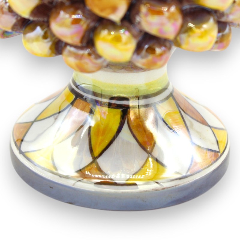 Piña multicolor de cerámica de Caltagirone, esmaltada en nácar, 6 tamaños (1 pieza), amarillo y naranja - 