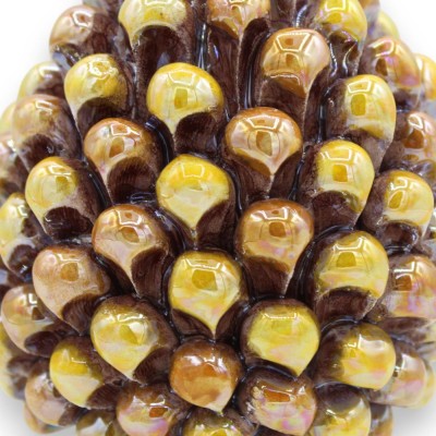 Piña multicolor de cerámica de Caltagirone, esmaltada en nácar, 6 tamaños (1 pieza), amarillo y naranja - 