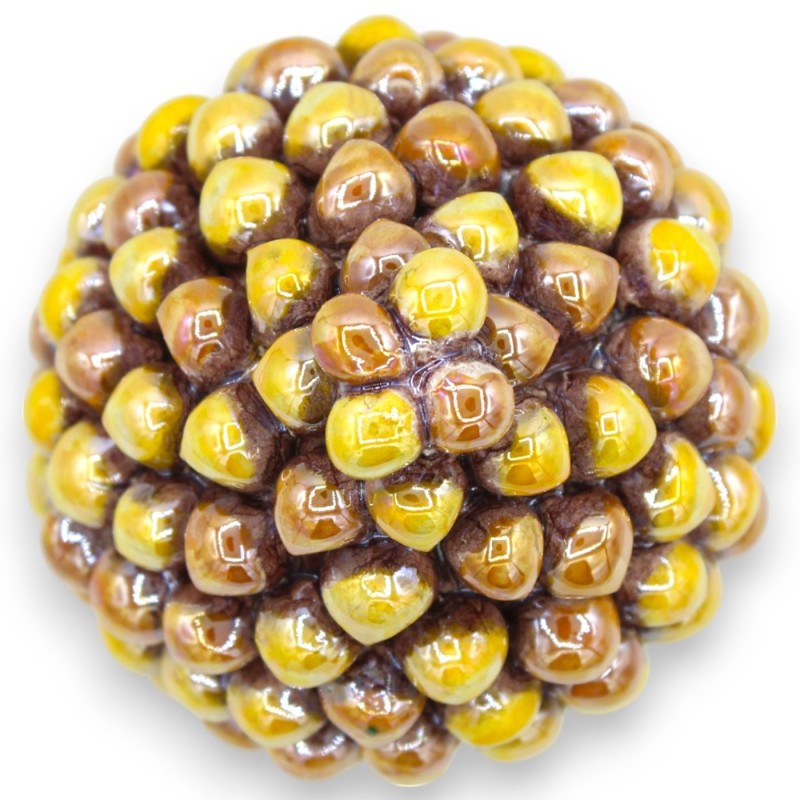 Piña multicolor de cerámica de Caltagirone, esmaltada en nácar, 6 tamaños (1 pieza), amarillo y naranja - 