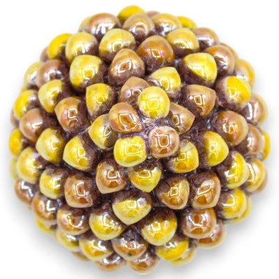 Piña multicolor de cerámica de Caltagirone, esmaltada en nácar, 6 tamaños (1 pieza), amarillo y naranja - 