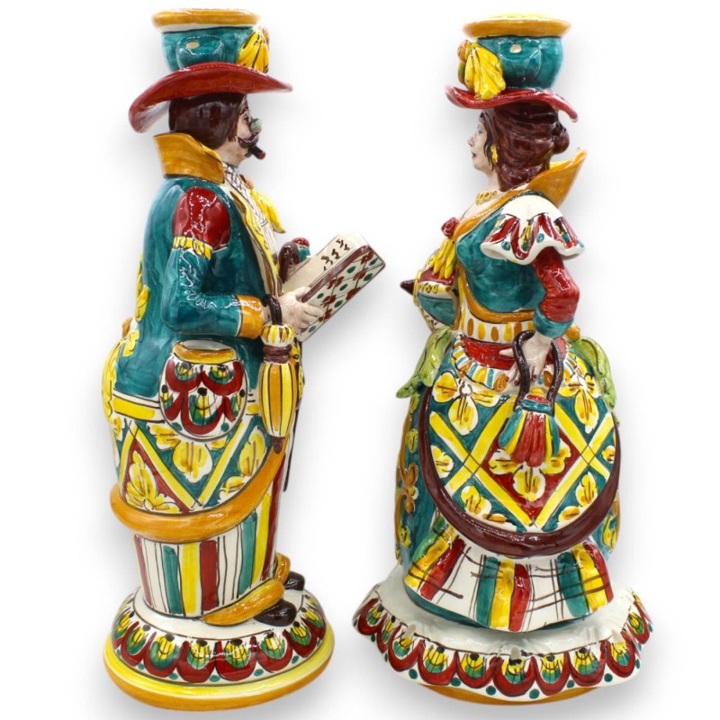 Par de luminárias "Signorotti", em cerâmica Caltagirone - aprox. altura 36 cm. Decoração estilo carrinho siciliano MD3 -