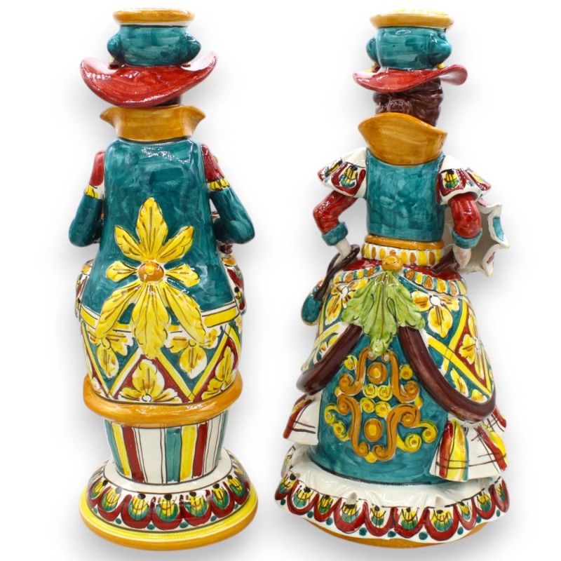 Par de luminárias "Signorotti", em cerâmica Caltagirone - aprox. altura 36 cm. Decoração estilo carrinho siciliano MD3 -