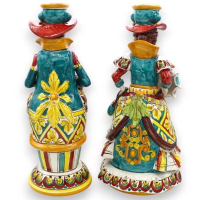 Paire de lampes "Signorotti", en céramique de Caltagirone - env. h 36 cm. Décoration de style charrette sicilienne MD3 -