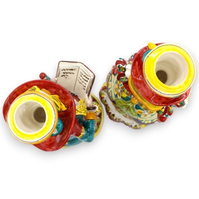 Par de luminárias "Signorotti", em cerâmica Caltagirone - aprox. altura 36 cm. Decoração estilo carrinho siciliano MD3 -
