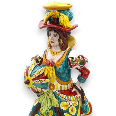 Par de luminárias "Signorotti", em cerâmica Caltagirone - aprox. altura 36 cm. Decoração estilo carrinho siciliano MD3 -