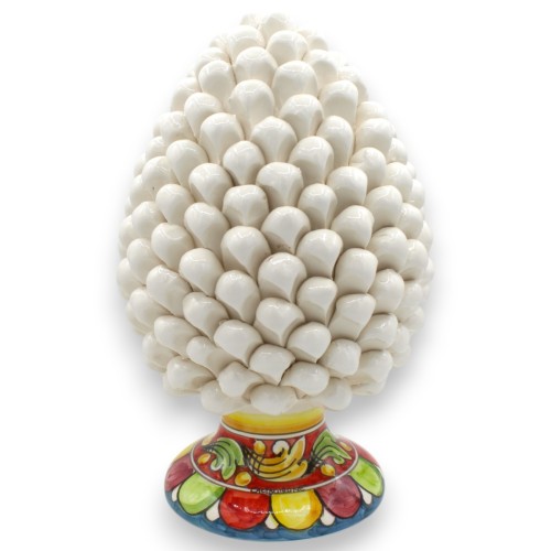 Pomme de pin sicilienne en céramique Caltagirone, blanche, 2 tailles disponibles (1 pièce) Tige décorative baroque et pé