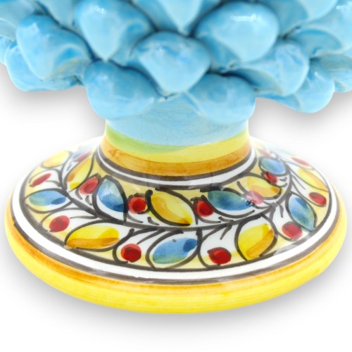 Siciliansk tallkotte Keramisk Caltagirone, turkos, 2 storleksalternativ (1 st) Stjälk dekorerad med flerfärgade kronblad 2