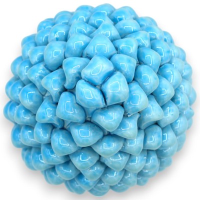 Siciliaanse dennenappel keramiek Caltagirone, turquoise, 2 maatopties (1 stuk) Steel versierd met veelkleurige bloemblaa
