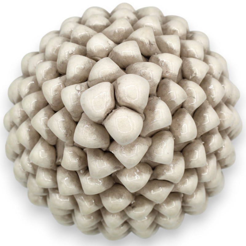 Sycylijska szyszka sosnowa ceramiczna Caltagirone, antyczna biel, 2 opcje rozmiarów (1 szt.) Dekoracja barokowa, antyczn