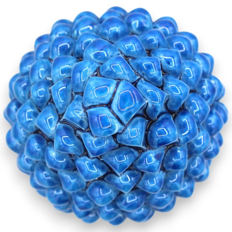 Siciliansk tallkotte Keramisk Caltagirone, Antikblå, 2 storleksalternativ (1 st) stjälk dekorerad med rosa/gröna blad - 