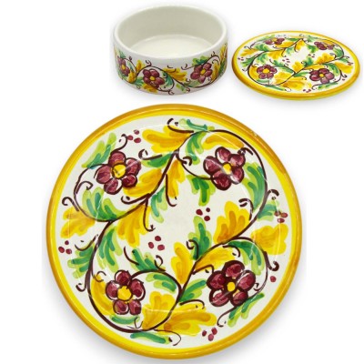 Portagioie rotondo in Ceramica Caltagirone Ø 10 x 5 cm ca. (1Unità) Vari Decori - 
