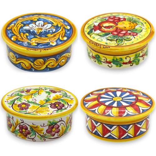 Coffret à bijoux baroque, en céramique de Caltagirone, Ø 10 x 5 cm environ. (1 pièce) Diverses décorations - 