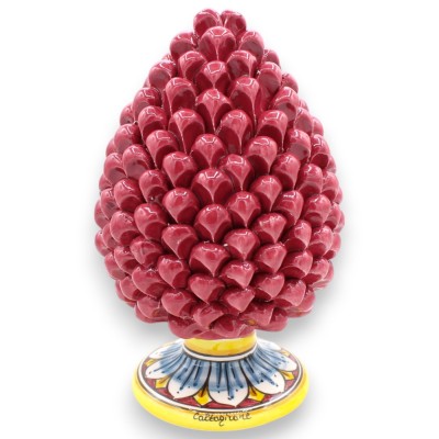 Piña siciliana de cerámica Caltagirone, Burdeos, 2 opciones de tamaño (1 pieza) decoración de margaritas de tallo - 
