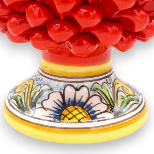 Siciliansk tallkotte i Caltagirone Keramik, Röd - 2 storlekar (1 st) Barock- och blomsterdekorationsstam -  2