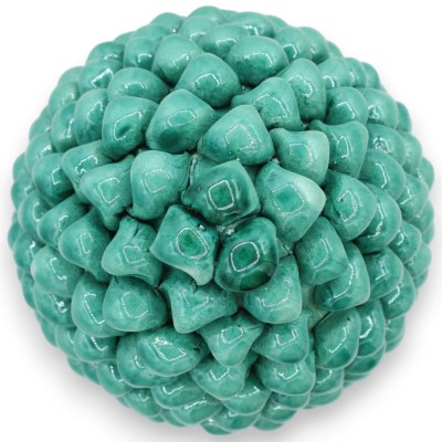 Pigna Siciliana in Ceramica Caltagirone, Verderame - 2 misure (1Unità) Gambo decoro foglie e Limoni - 