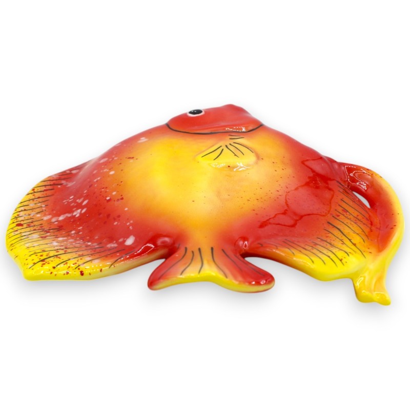 Wandteller in Fischform aus feiner sizilianischer Keramik – H 25 x B 23 cm, ca. Rot - 