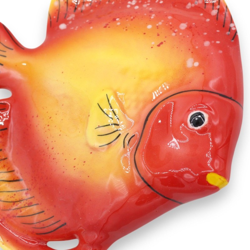Wandteller in Fischform aus feiner sizilianischer Keramik – H 25 x B 23 cm, ca. Rot - 
