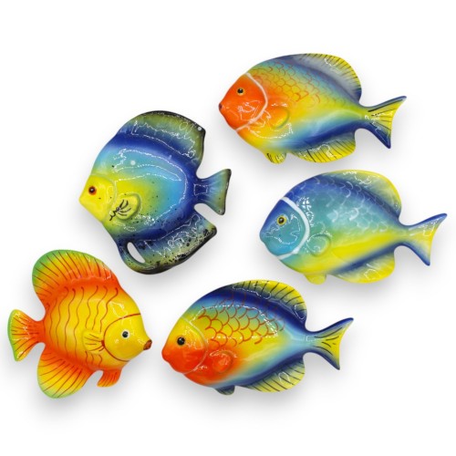 Pesce Esotico da Parete, in pregiata ceramica, h 12 x 20 cm ca. (1Unità) con Opzioni Decoro - 