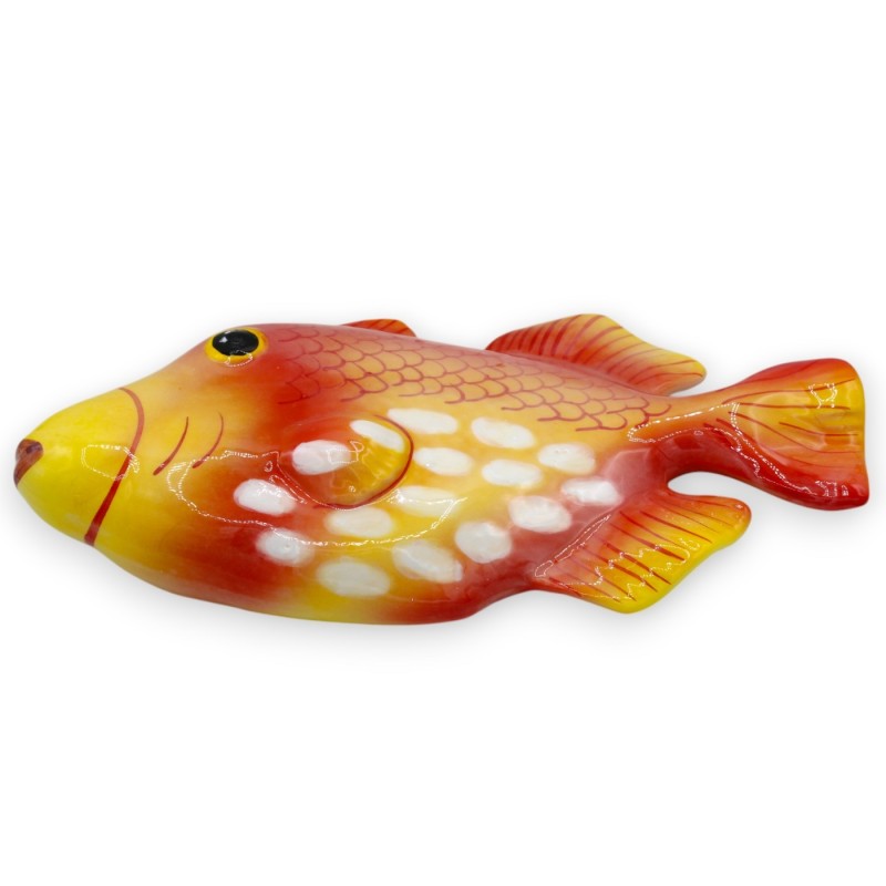 Grande peixe exótico de parede, em cerâmica fina, C 30 x 16 cm aprox. (1 unidade) com opções de decoração - 