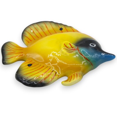 Pesce Esotico dal muso a punta, da Parete, pregiata ceramica, h 16 x 17 cm ca. (1Unità) colore Casuale - 