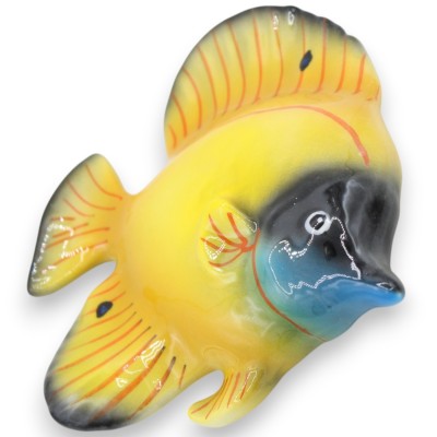 Pesce Esotico dal muso a punta, da Parete, pregiata ceramica, h 16 x 17 cm ca. (1Unità) colore Casuale - 