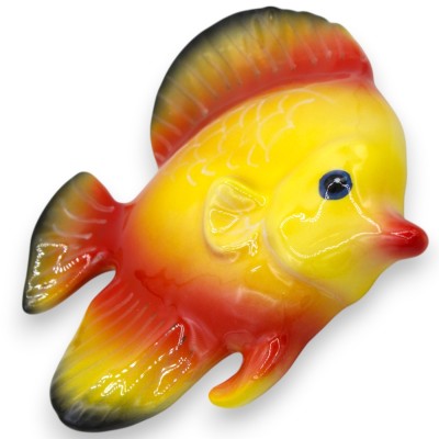Pesce Esotico dal muso a punta, da Parete, pregiata ceramica, h 16 x 17 cm ca. (1Unità) colore Casuale - 