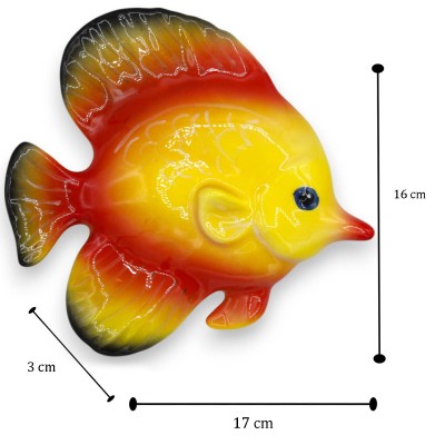 Pesce Esotico dal muso a punta, da Parete, pregiata ceramica, h 16 x 17 cm ca. (1Unità) colore Casuale - 