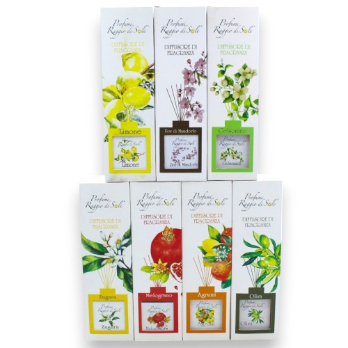 Diffuseur d'essences « Raggio di Sole ». Diffuseur avec 7 bâtonnets, parfums variés (1 pièce), 100 ml, durée d'action : 