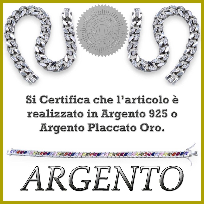 Bracelet en argent 925 (1 pièce) Modèle Quadrifoglio - Options Pierre Naturelle, L 22 cm environ. fermeture à mousqueton