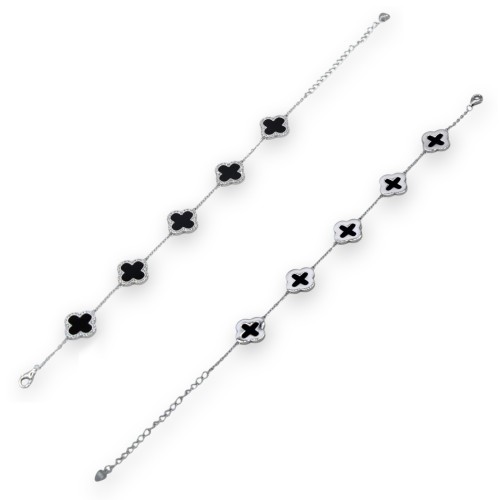 Bracelet en argent 925 (1 pièce) Modèle Quadrifoglio - Options Pierre Naturelle, L 22 cm environ. fermeture à mousqueton 2