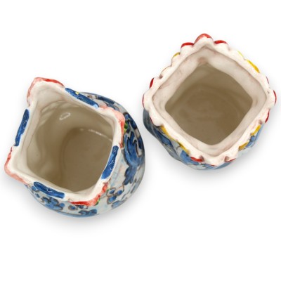 Teste di moro Siciliane Corona e Turbante (coppia) h 13 / 14 cm ca. ceramica Caltagirone MD27 - 