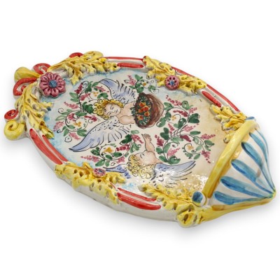 Caltagirone keramisk vigvattensstoup - h 30 x 20 cm ca. Med präglade MD5-dekorationer - 