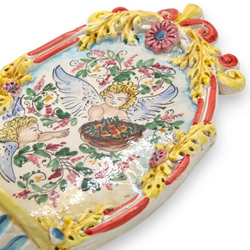 Caltagirone keramisk vigvattensstoup - h 30 x 20 cm ca. Med präglade MD5-dekorationer - 