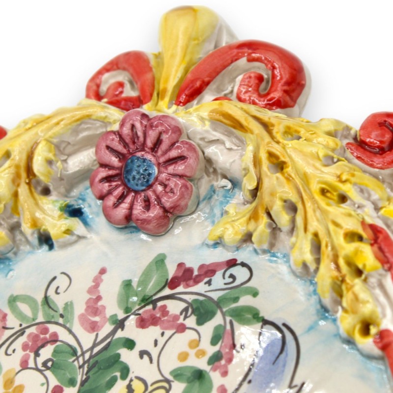 Ceramiczna kropielnica na wodę święconą Caltagirone - wys. 30 x 20 cm ok. Z wytłoczonymi zdobieniami MD5 - 