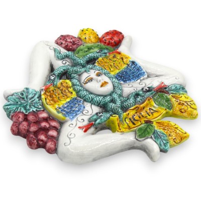 Trinacria Fumè, cerámica de Caltagirone, dos opciones de tamaño (1 ud.) Decoración uva, tuna y limón - 