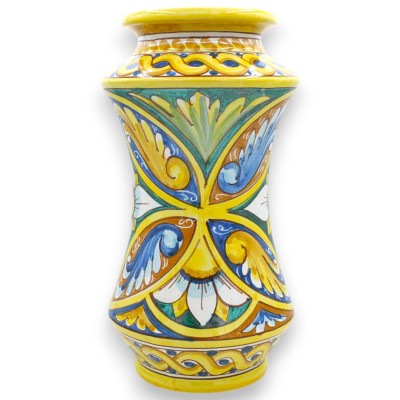 Vase Albarello, céramique Caltagirone, h 30 x 16 cm environ. (1 pièce) Diverses décorations - 