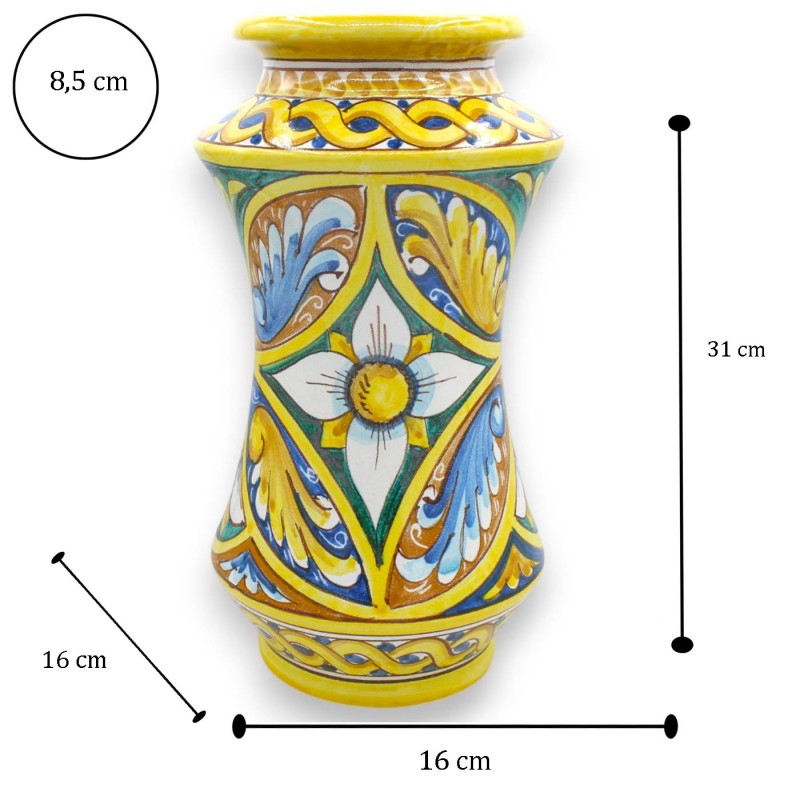 Albarello vaas, Caltagirone keramiek, h 30 x 16 cm ca. (1 stuk) Diverse decoraties - 