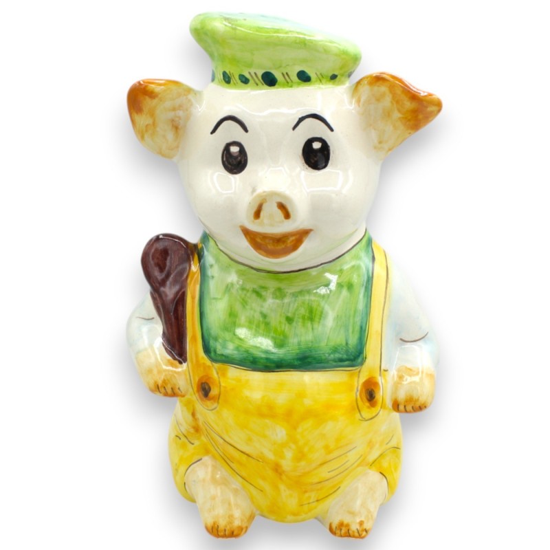 Salvadanaio a forma di Maialino, h 27 x 18 cm ca. in pregiata Ceramica Siciliana - 