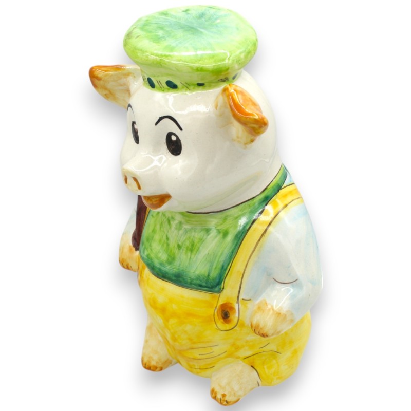 Salvadanaio a forma di Maialino, h 27 x 18 cm ca. in pregiata Ceramica Siciliana - 