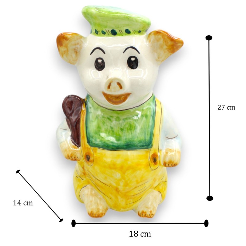 Salvadanaio a forma di Maialino, h 27 x 18 cm ca. in pregiata Ceramica Siciliana - 