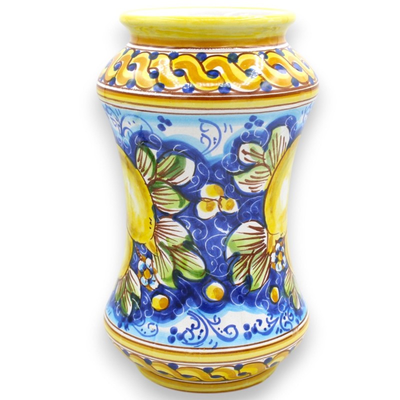 Albarello vas, Caltagirone keramik, h 26 x 15 cm ca. (1 st) Diverse dekorationer - 