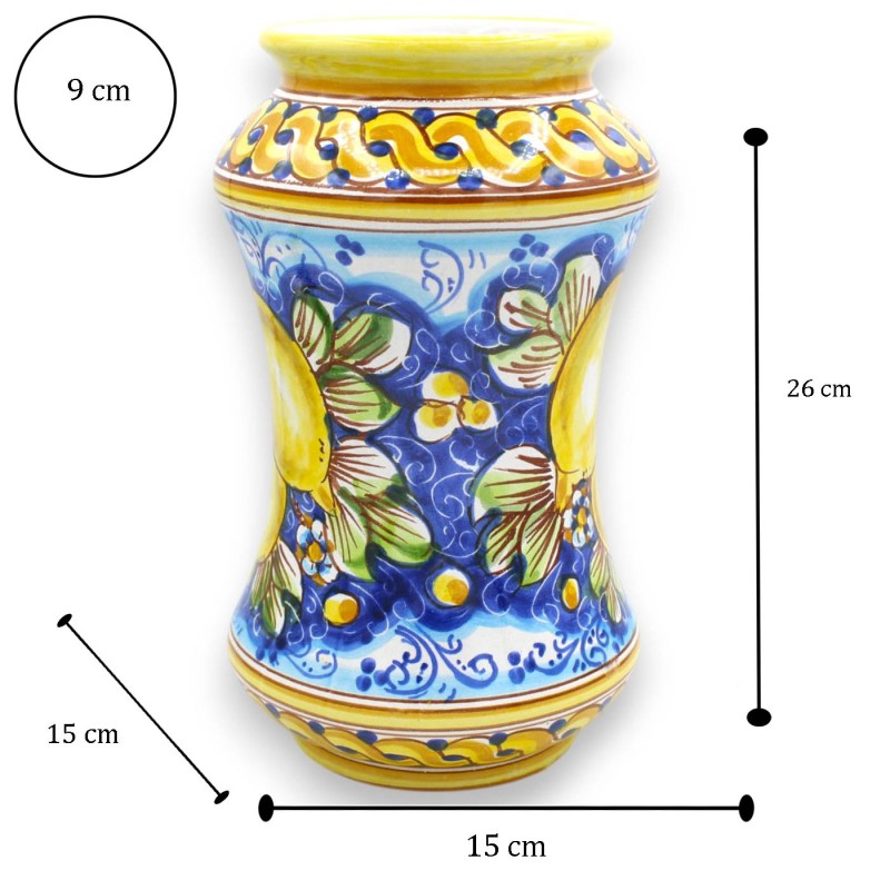 Albarello vase, Caltagirone ceramic, h 26 x 15 cm approx. (1pc) Various Decorations - 